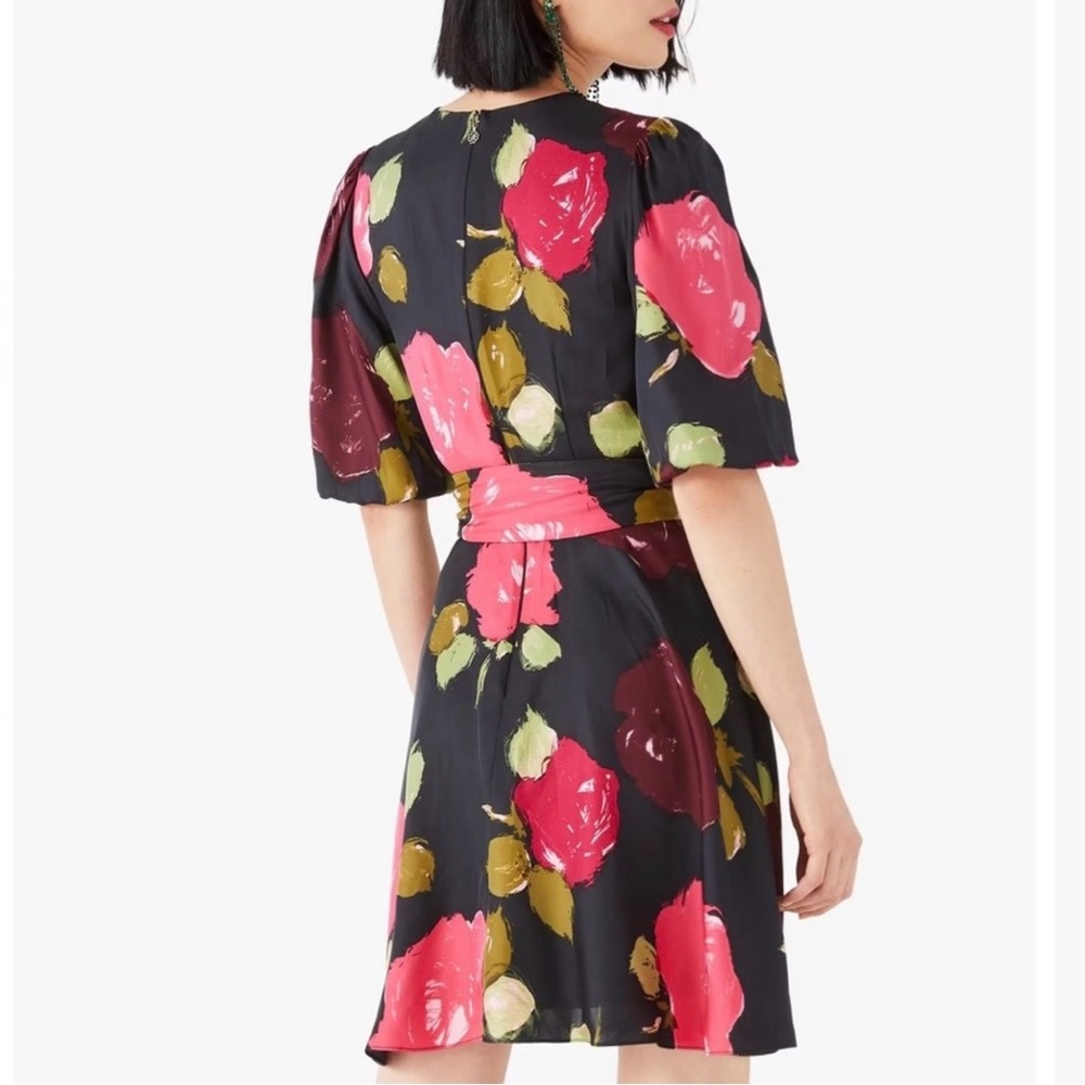 Kate Spade Black Floral Mini Dress with Pink and Green - Picture 7 of 8